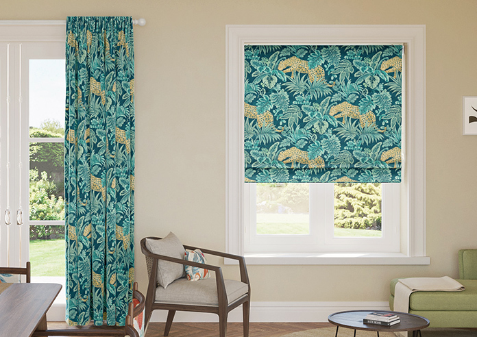 Leopard, Teal - Roman Blind - Image 3